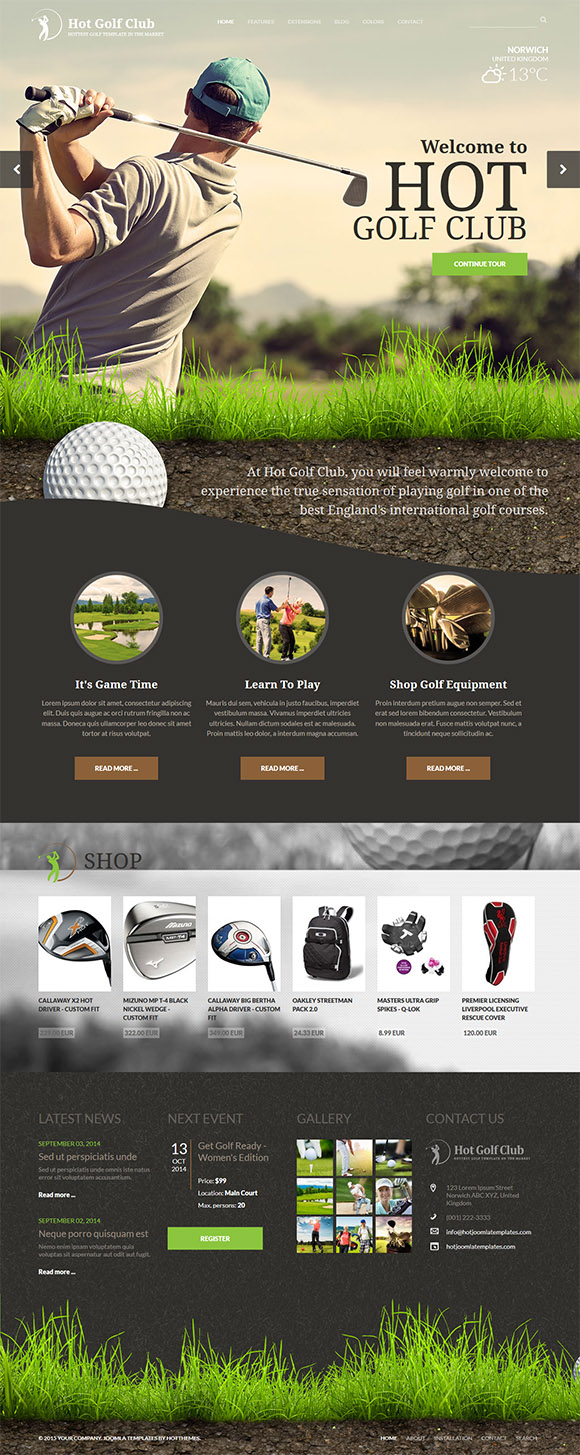 Joomla шаблон HotThemes Golf