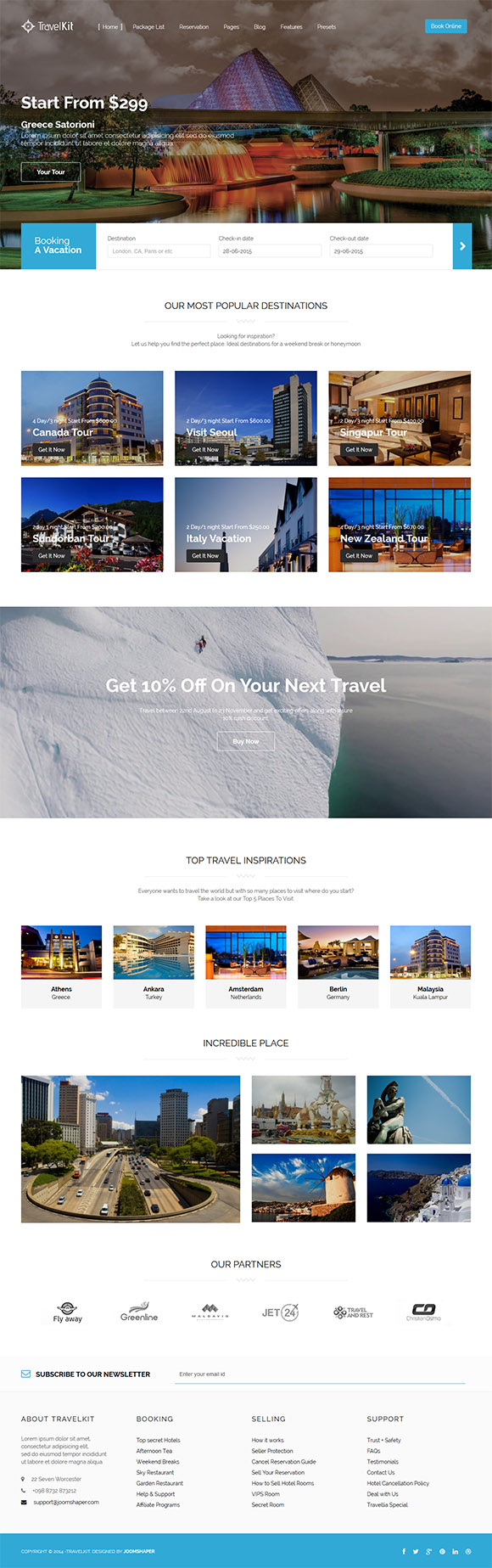 Joomla шаблон JoomShaper Travel Kit